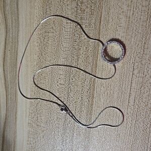 Vintage 925 sterling silver stamped Italy crystal circle necklace